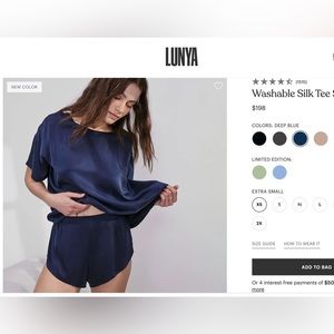 Lunya washable silk tee set deep blue